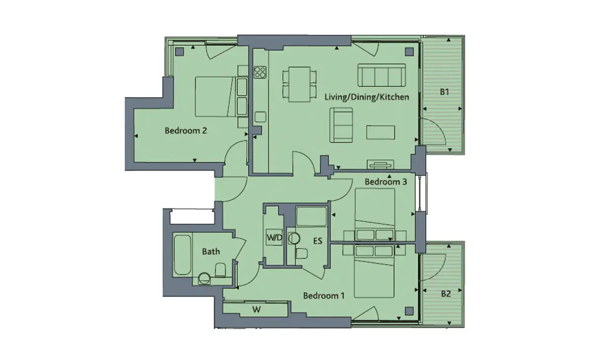 White + Green-Flat Plans Image#4e68d